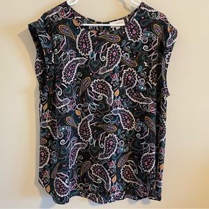 LOFT paisley pocket front cap sleeve top